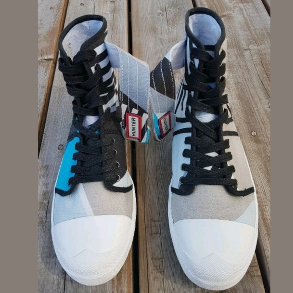 HUNTER Original Dazzle Hi DUSTY PETROL/ SKY BLUE Sneakers WOMEN Sz11 - 11.5 - Picture 3 of 8